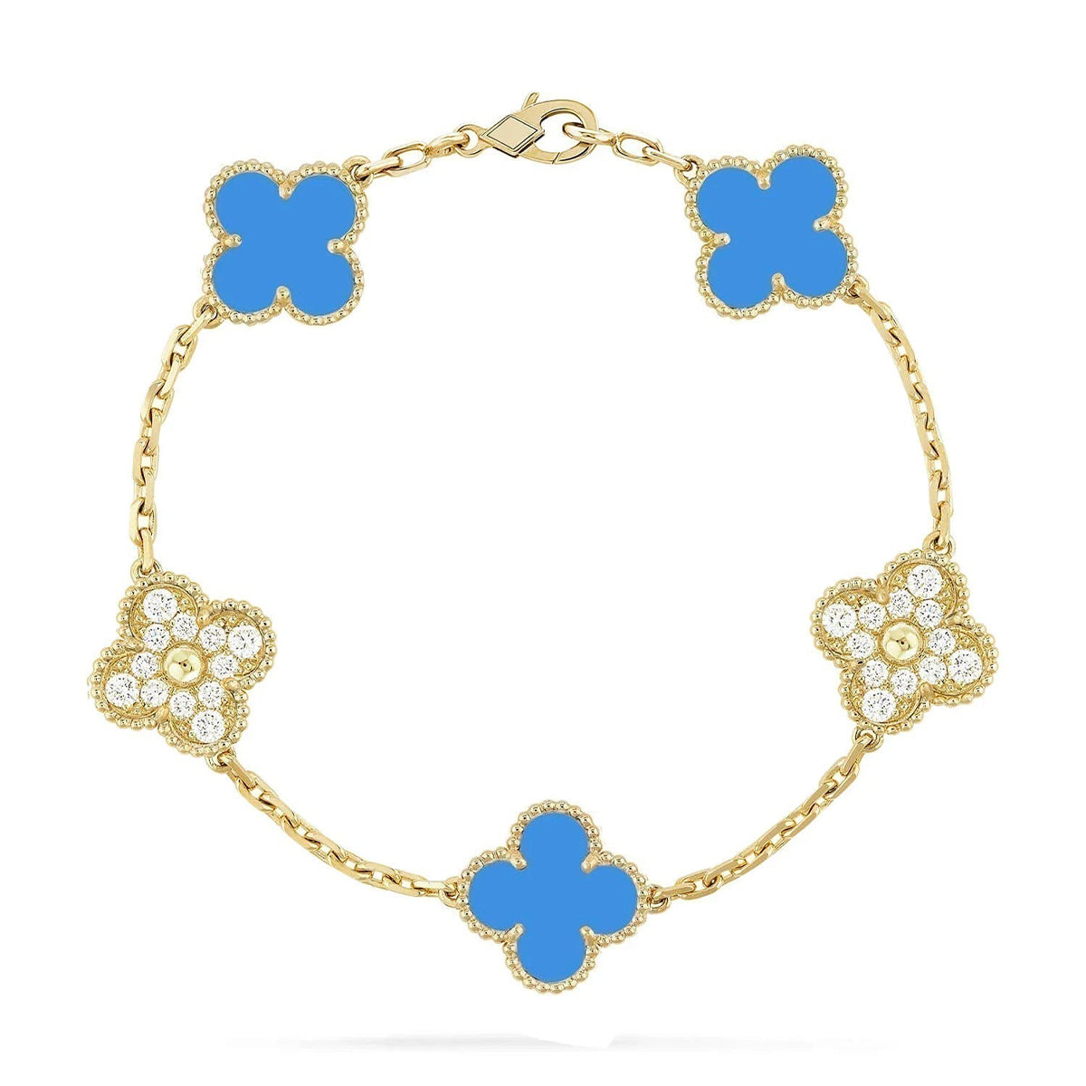 [Aurelle Style] CLOVER 5 MOTIF BLUE AGATE BRACELET COLLECTION