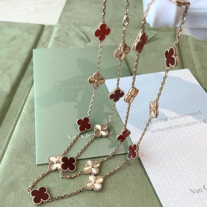 [Aurelle Style]CLOVER 20 MOTIFS LASER CARNELIAN NECKLACE