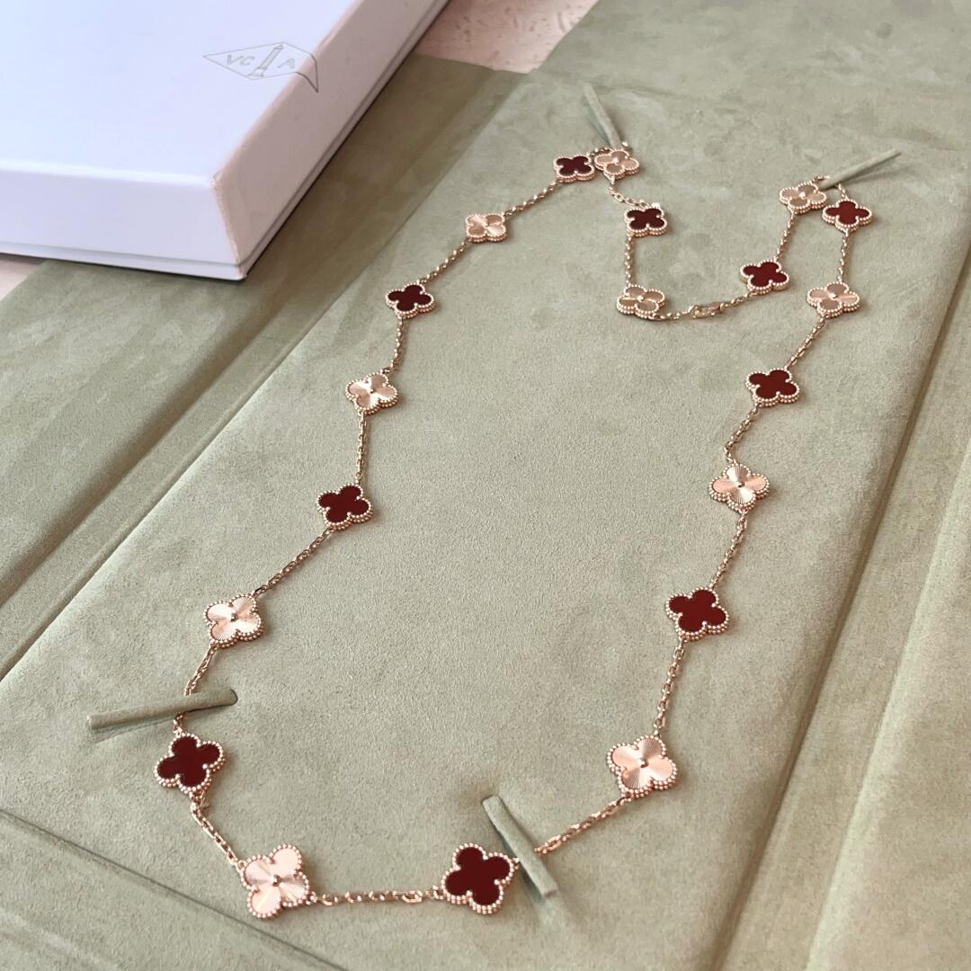 [Aurelle Style]CLOVER 20 MOTIFS LASER CARNELIAN NECKLACE