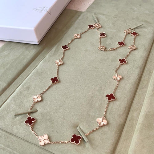 [Aurelle Style]CLOVER 20 MOTIFS LASER CARNELIAN NECKLACE
