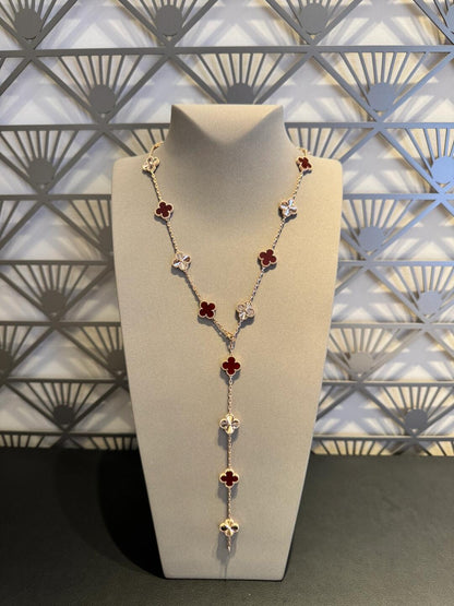 [Aurelle Style]CLOVER 20 MOTIFS LASER CARNELIAN NECKLACE