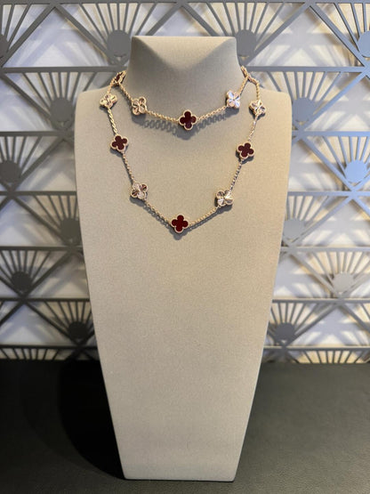 [Aurelle Style]CLOVER 20 MOTIFS LASER CARNELIAN NECKLACE
