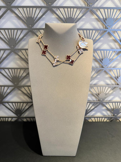 [Aurelle Style]CLOVER 20 MOTIFS LASER CARNELIAN NECKLACE