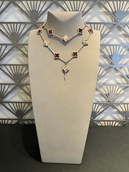 [Aurelle Style]CLOVER 20 MOTIFS LASER CARNELIAN NECKLACE