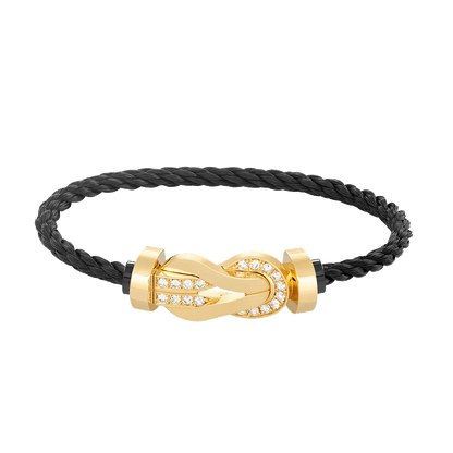 [Aurelle Style]CHANCE LARGE 8 FIGURE BUCKLE HALF DIAMOND BRACELET GOLD