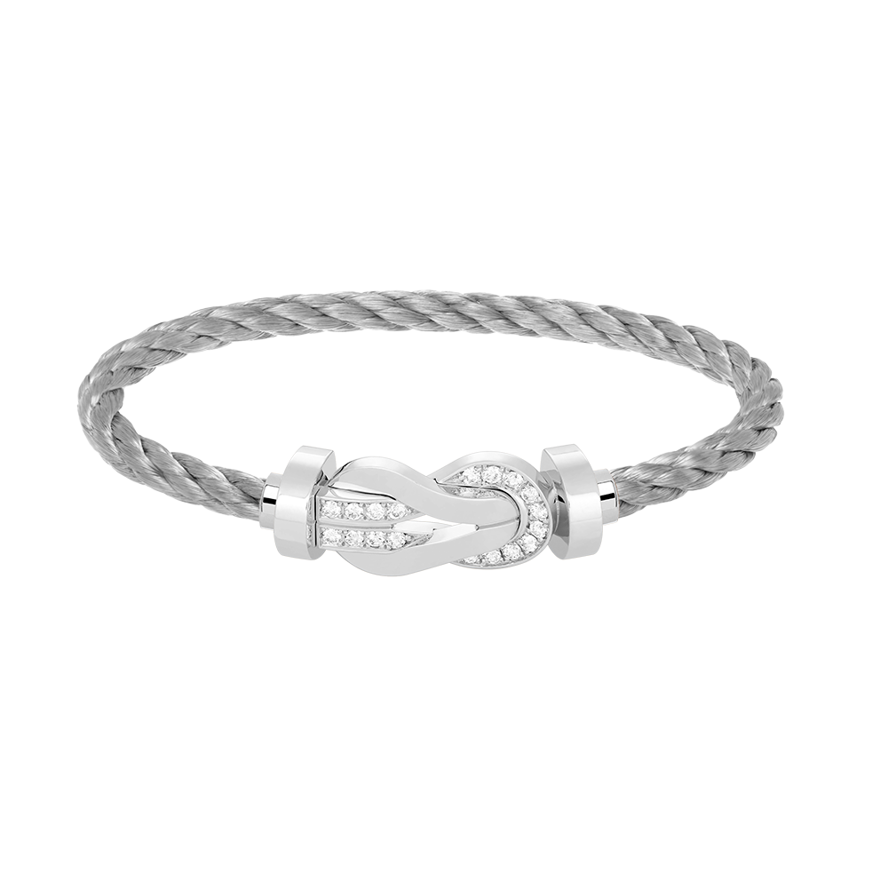 [Aurelle Style]CHANCE LARGE 8 FIGURE BUCKLE HALF DIAMOND BRACELET SILVER