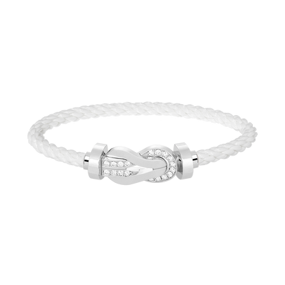 [Aurelle Style]CHANCE LARGE 8 FIGURE BUCKLE HALF DIAMOND BRACELET SILVER