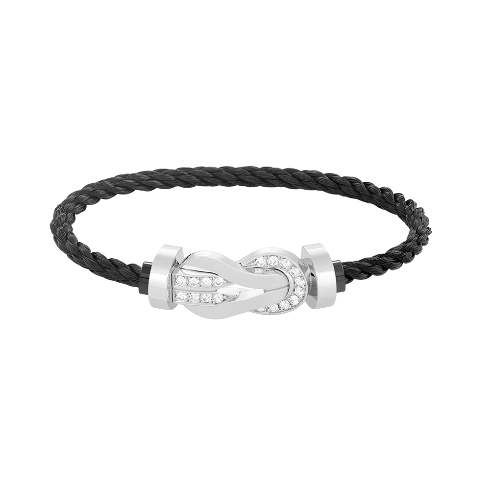 [Aurelle Style]CHANCE LARGE 8 FIGURE BUCKLE HALF DIAMOND BRACELET SILVER