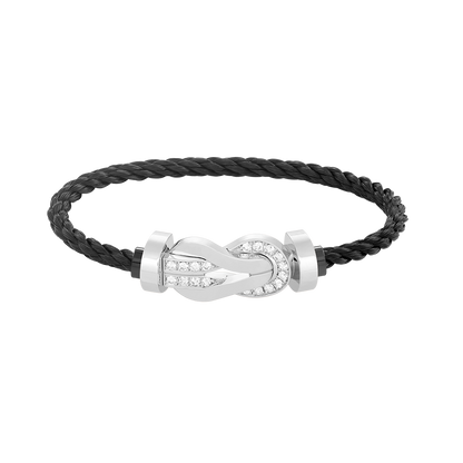 [Aurelle Style]CHANCE LARGE 8 FIGURE BUCKLE HALF DIAMOND BRACELET SILVER