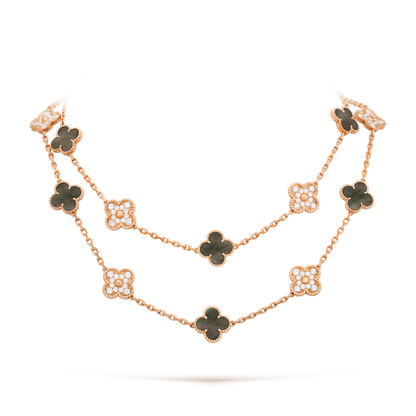 [Aurelle Style]CLOVER 20 MOTIFS DARK MOP DIAMOND  NECKLACE