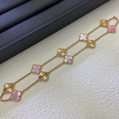 [Aurelle Style]CLOVER 10 MOTIFS  LASER PINK MOP NECKLACE