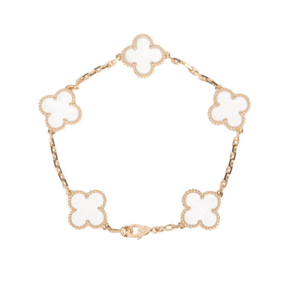 [Aurelle Style]CLOVER 5 MOTIF ROCK CRYSTAL BRACELET