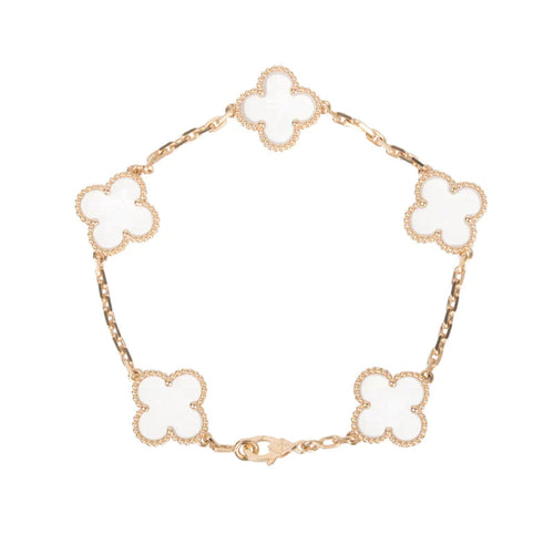 [Aurelle Style]CLOVER 5 MOTIF ROCK CRYSTAL BRACELET