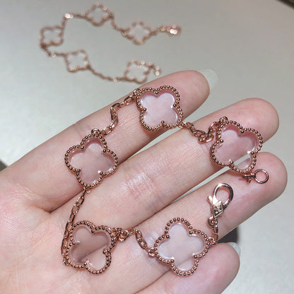 [Aurelle Style]CLOVER 5 MOTIF ROCK CRYSTAL BRACELET