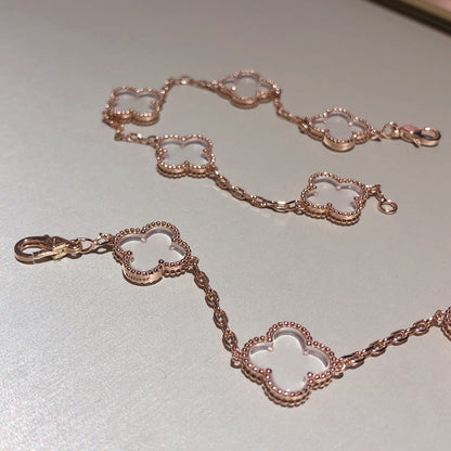 [Aurelle Style]CLOVER 5 MOTIF ROCK CRYSTAL BRACELET