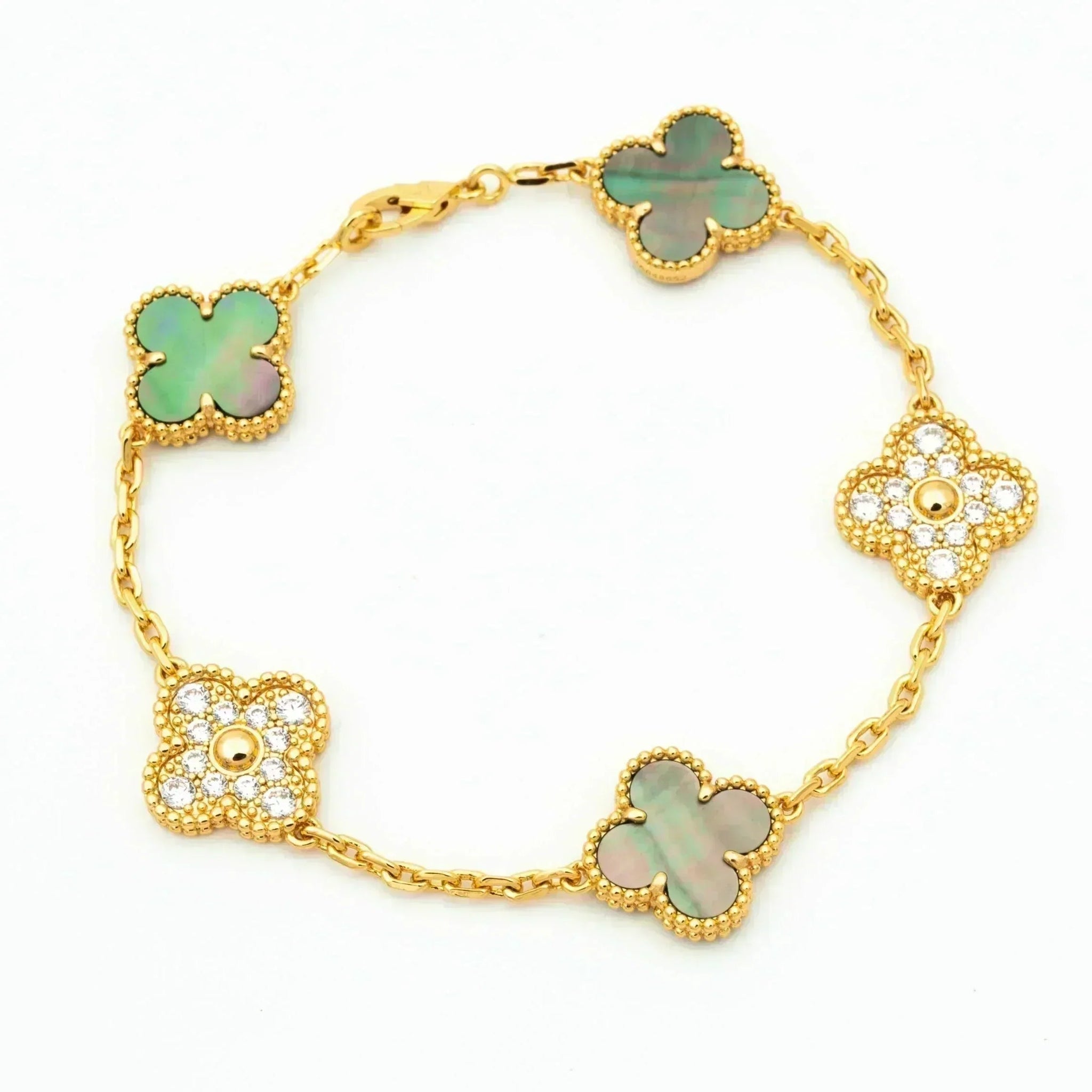[Aurelle Style] CLOVER 5 MOTIF GRAY MOP BRACELET COLLECTION