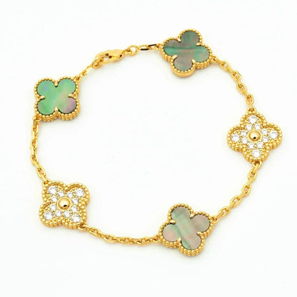 [Aurelle Style] CLOVER 5 MOTIF GRAY MOP BRACELET COLLECTION