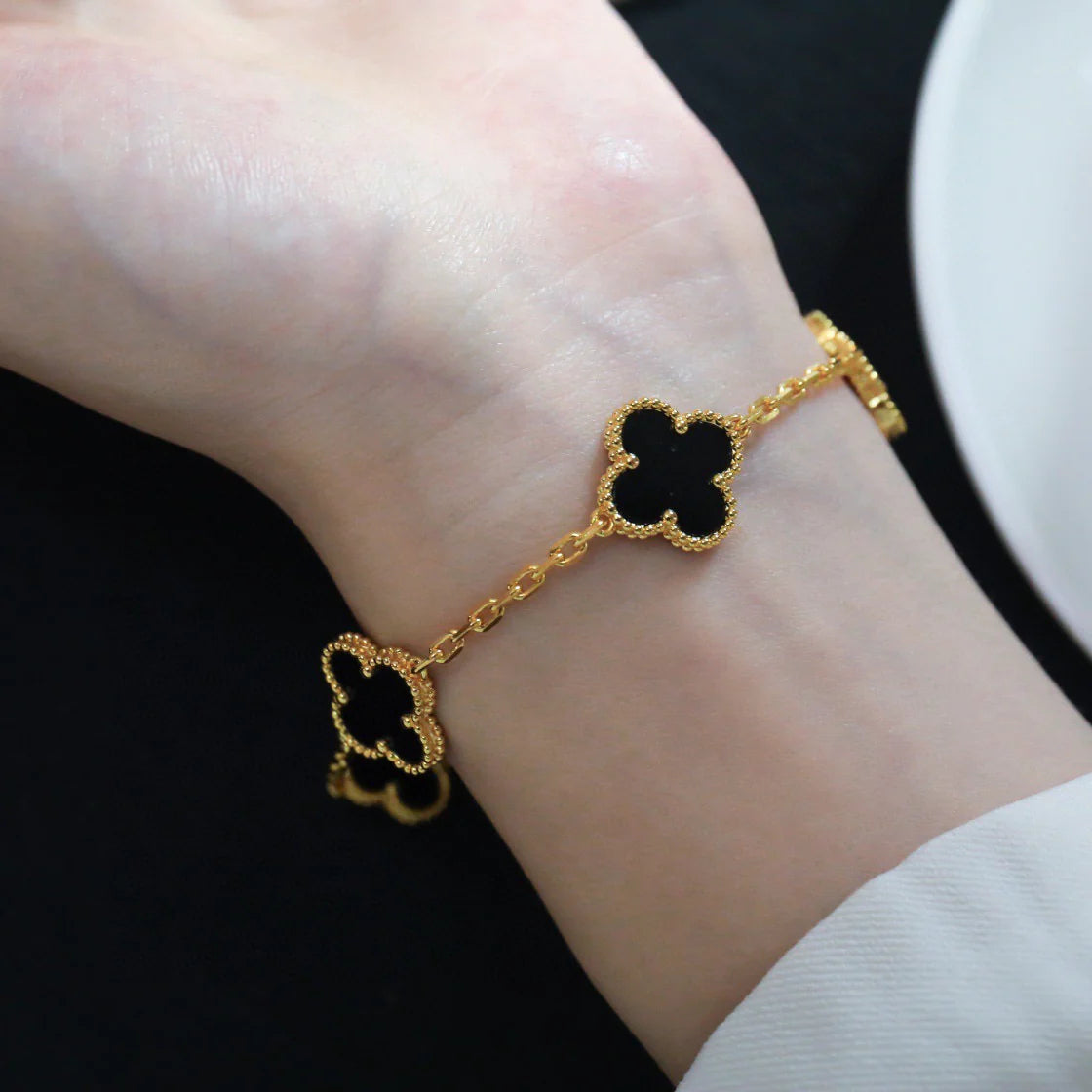 [Aurelle Style] CLOVER 5 MOTIF ONYXS BRACELET COLLECTION