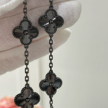 [Aurelle Style]CLOVER 5 MOTIF BLACK BRACELET