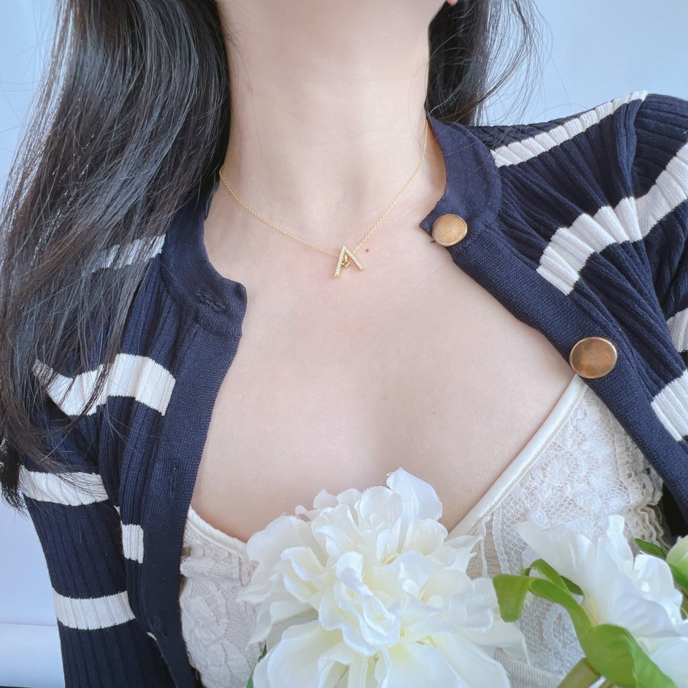 [Aurelle Style]Sparkling A Shape Necklace