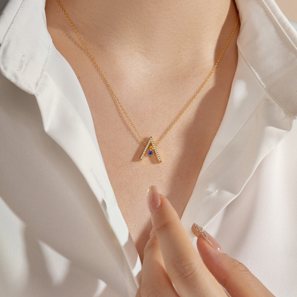 [Aurelle Style]Sparkling A Shape Necklace