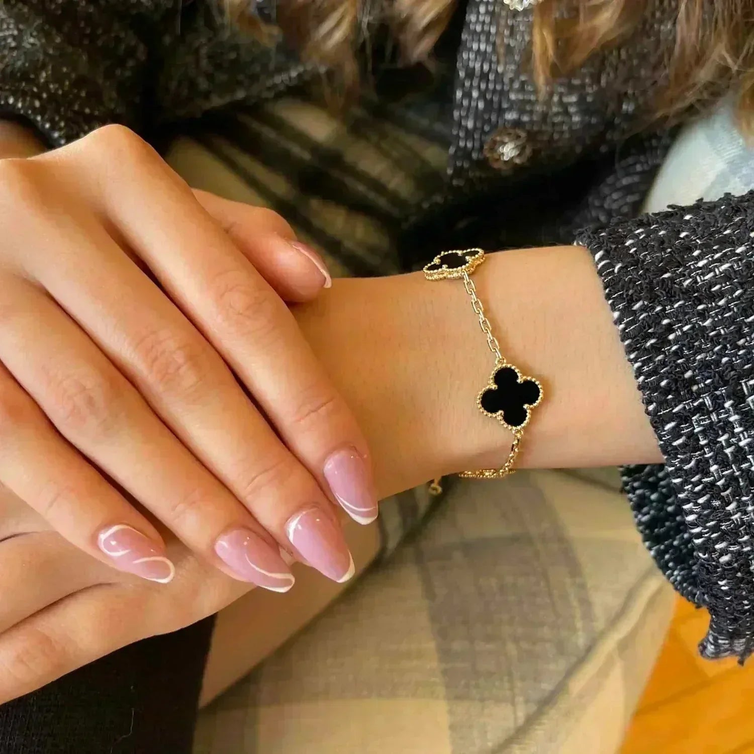 [Aurelle Style] CLOVER 5 MOTIF ONYXS BRACELET COLLECTION