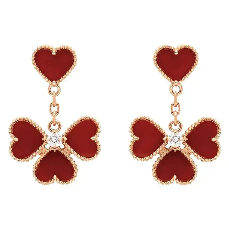 [Aurelle Style]SWEET CLOVER CARNELIAN EARRINGS