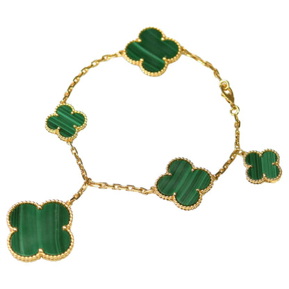 [Aurelle Style]MAGIC CLOVER MALACHITE GOLD BRACELET 5 MOTIFS