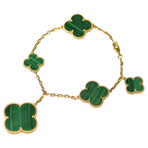 [Aurelle Style]MAGIC CLOVER MALACHITE GOLD BRACELET 5 MOTIFS