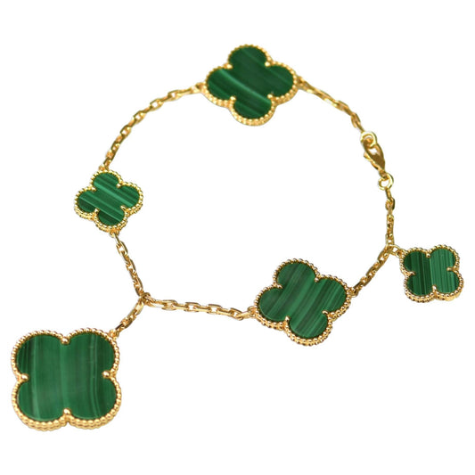 [Aurelle Style]MAGIC CLOVER MALACHITE GOLD BRACELET 5 MOTIFS