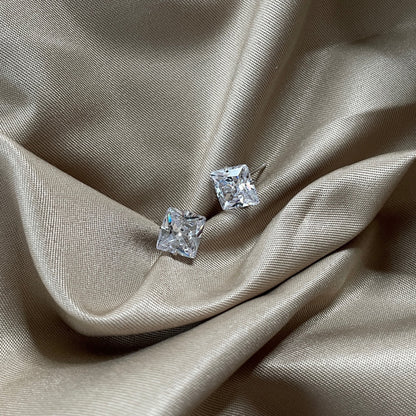 [Aurelle Style]Stylish Shiny Square Center Stone Stud Earrings