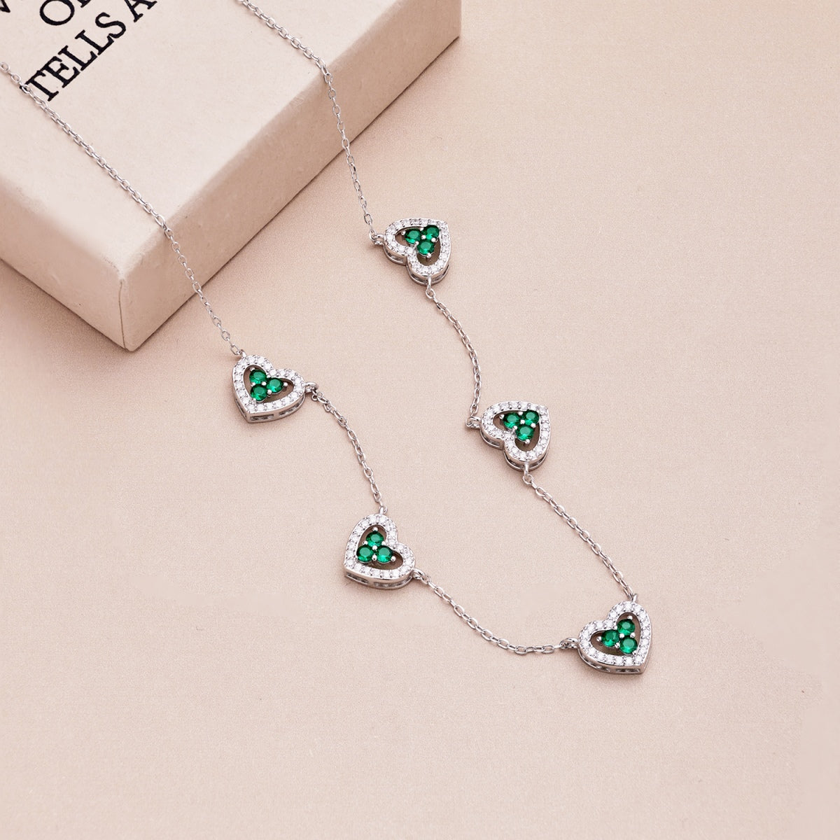 [Aurelle Style]Sparkling Five Heart Necklace