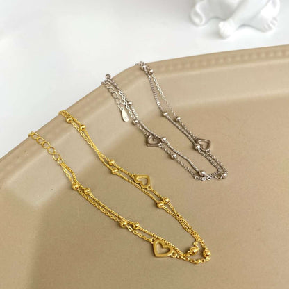 [Aurelle Style]Dainty Double Layer Love Heart Bracelet