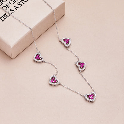 [Aurelle Style]Sparkling Five Heart Necklace