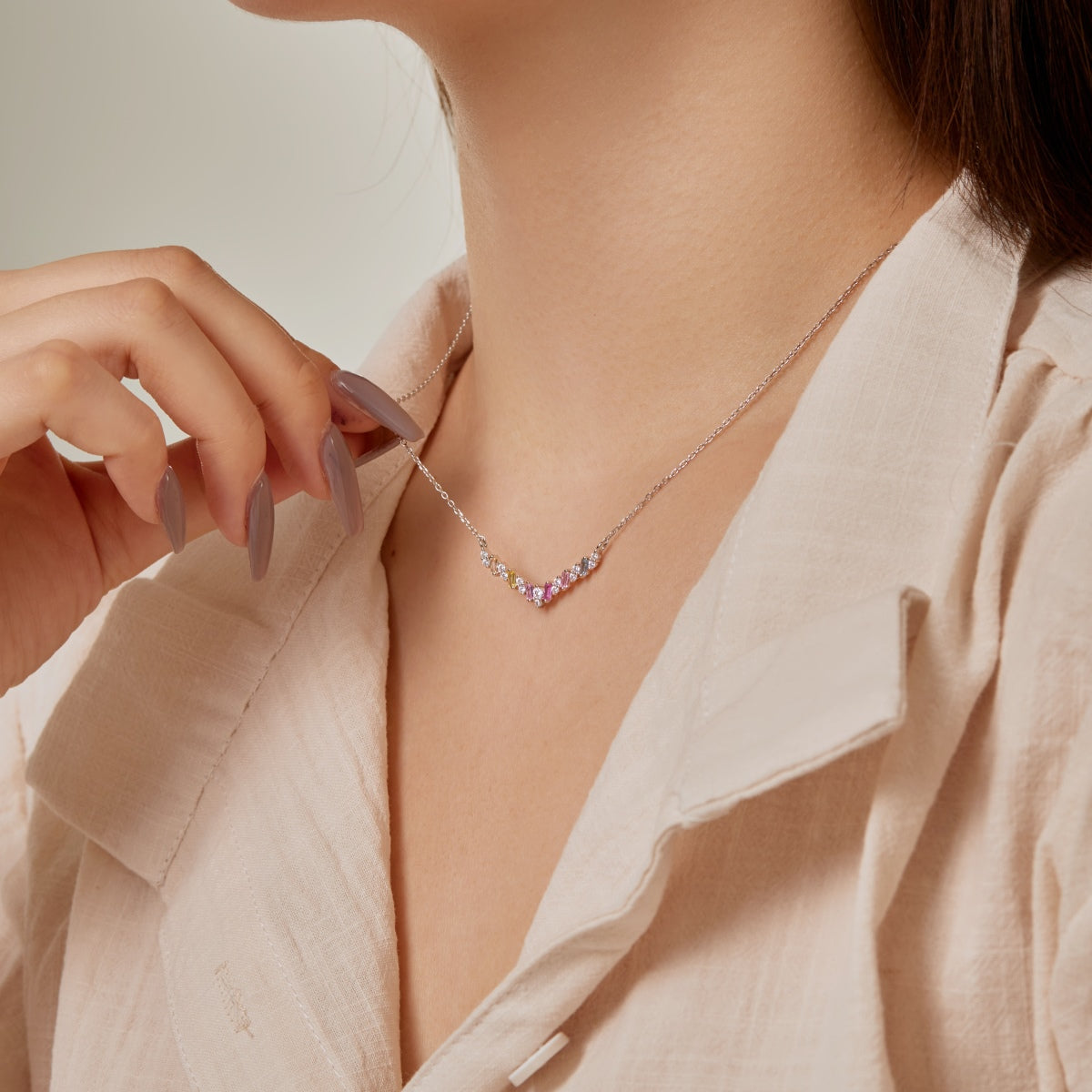 [Aurelle Style]Dazzling Rainbow Necklace