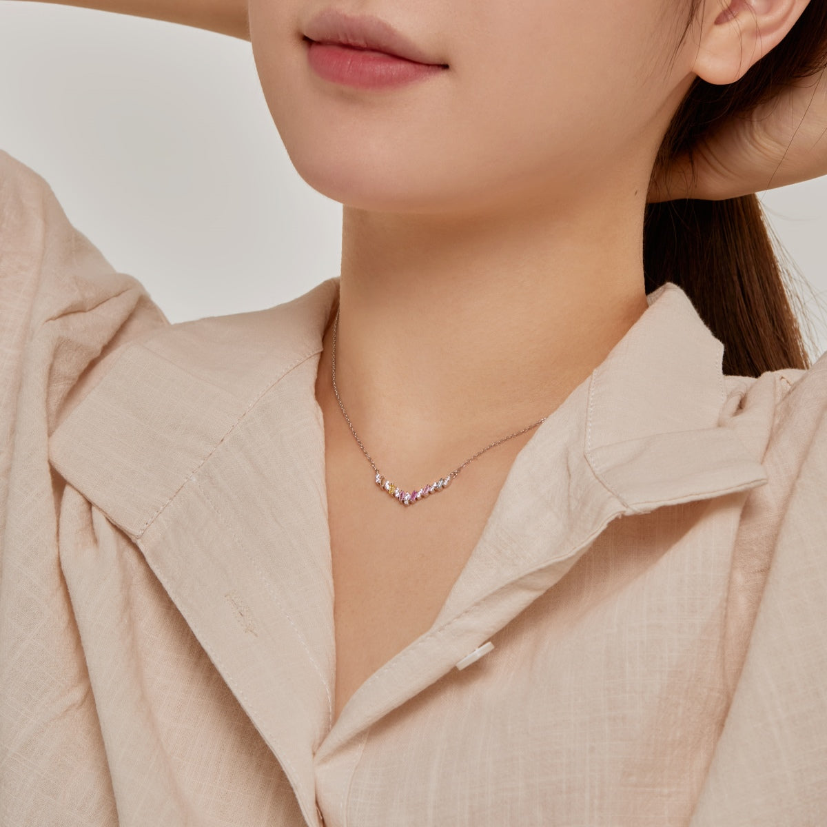 [Aurelle Style]Dazzling Rainbow Necklace