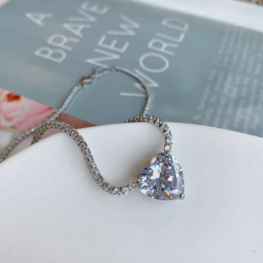 [Aurelle Style]8.0 Carat Versatile Colorful Sweet Heart-Shaped Tennis Necklace