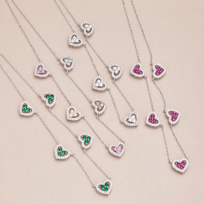 [Aurelle Style]Sparkling Five Heart Necklace