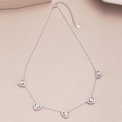 [Aurelle Style]Sparkling Five Heart Necklace