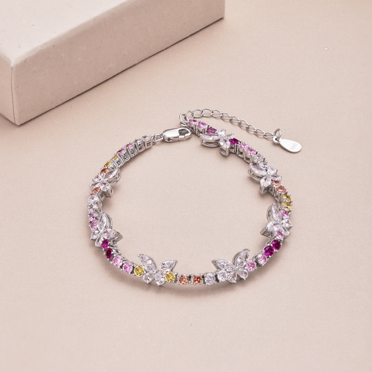 [Aurelle Style]Ornate Colorful Butterfly Shape Round Cut Daily Bracelet