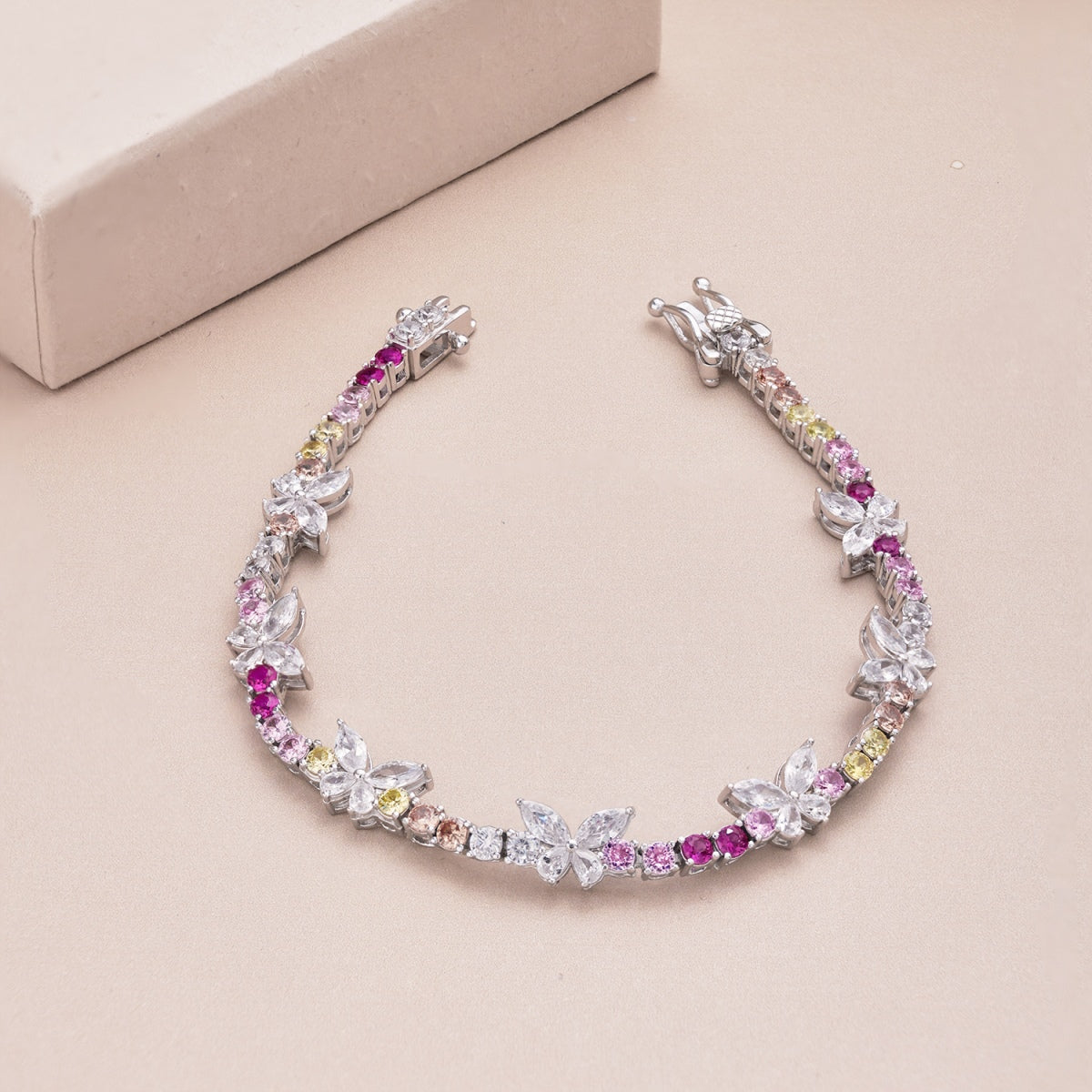 [Aurelle Style]Ornate Colorful Butterfly Shape Round Cut Daily Bracelet