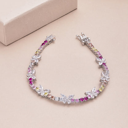 [Aurelle Style]Ornate Colorful Butterfly Shape Round Cut Daily Bracelet