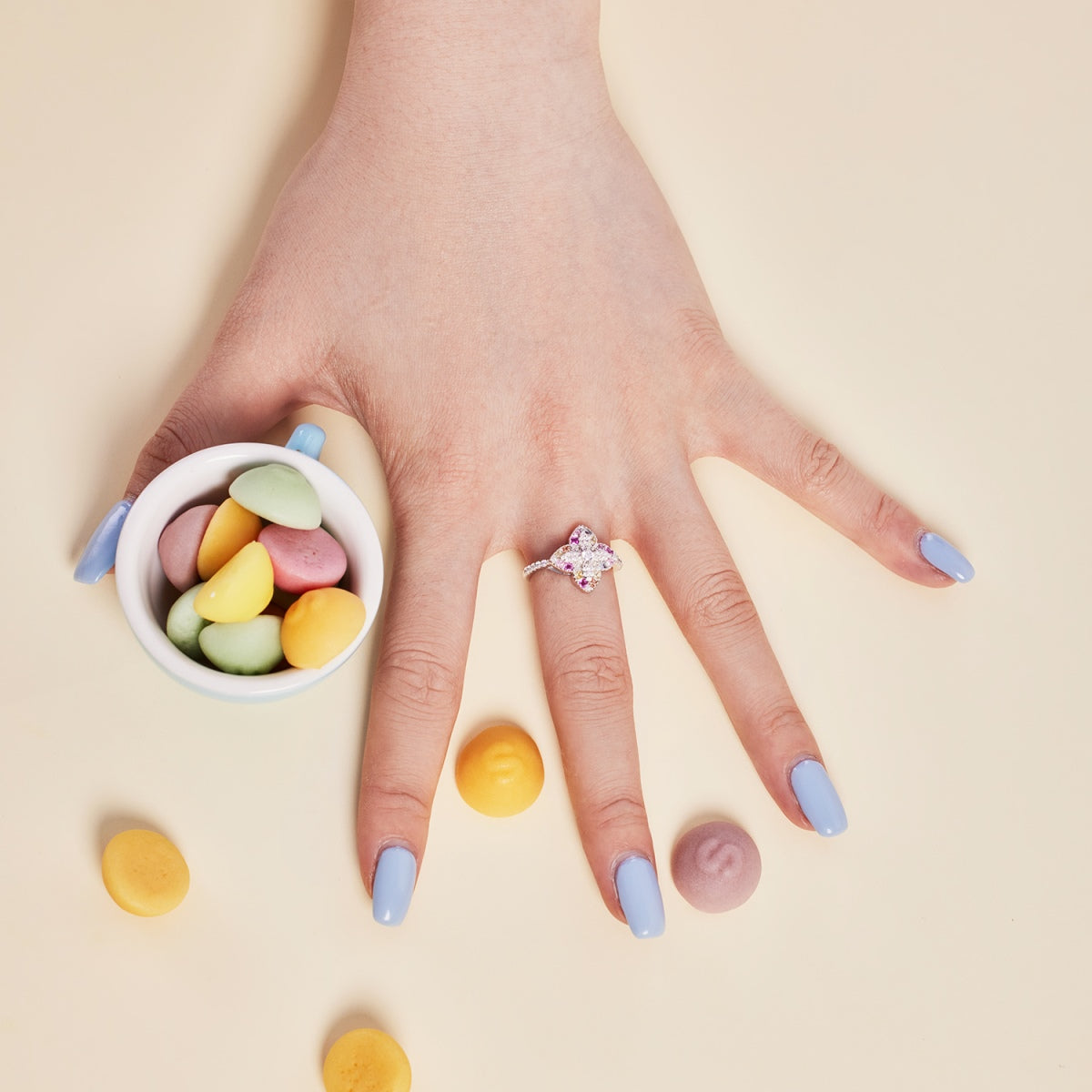 [Aurelle Style]Luxurious Colorful Flower Shape Banquet Ring