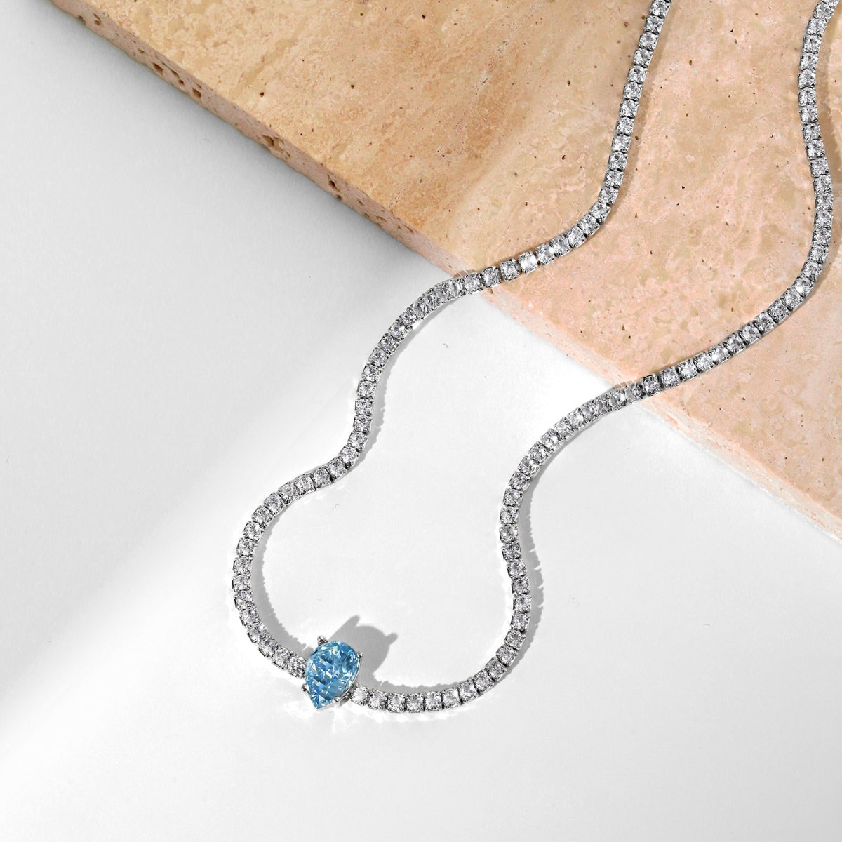 [Aurelle Style]1.0 carat Unique Pear Cut Tennis Necklace