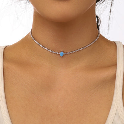 [Aurelle Style]1.0 carat Unique Pear Cut Tennis Necklace