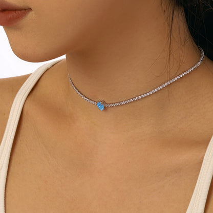 [Aurelle Style]1.0 carat Unique Pear Cut Tennis Necklace