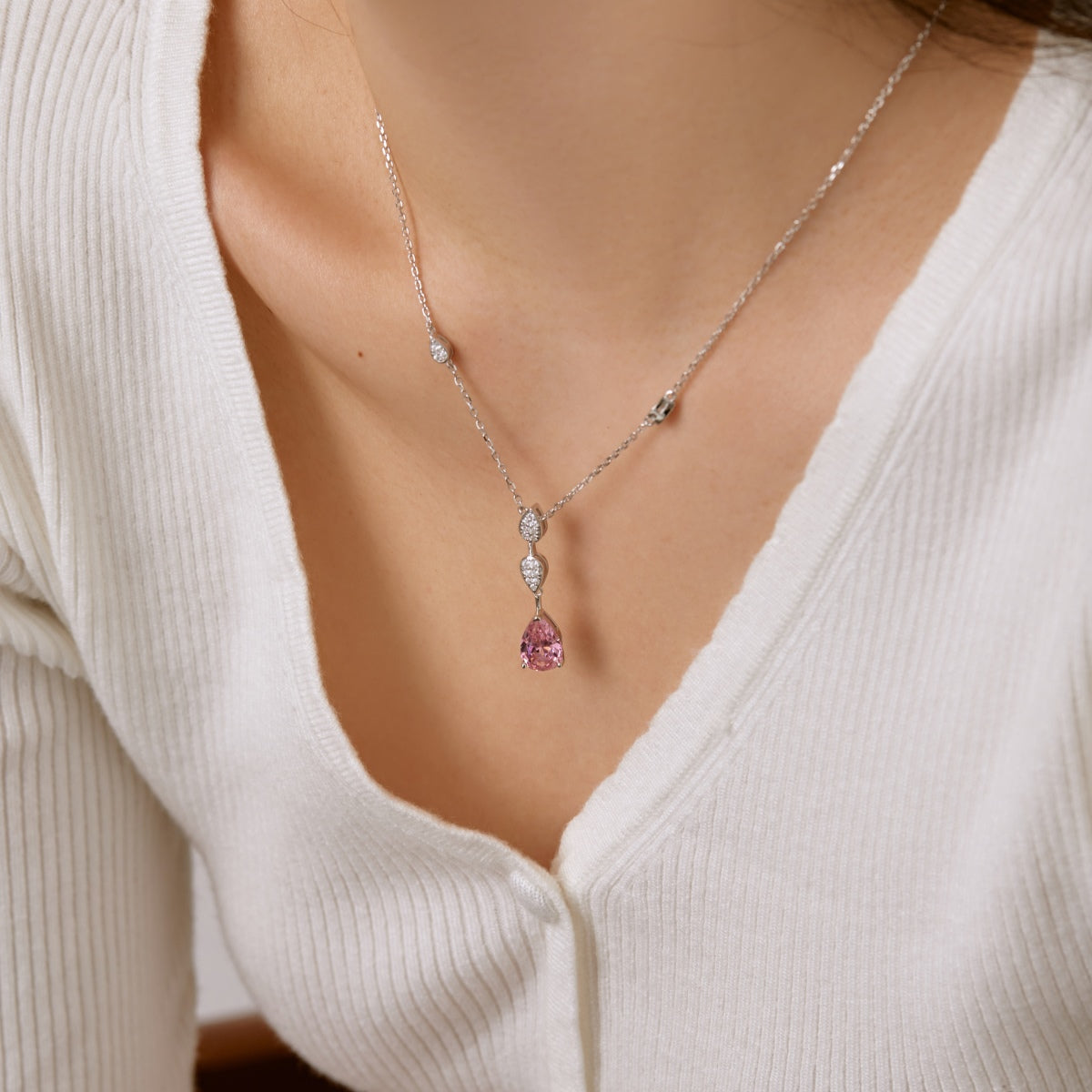 [Aurelle Style]Dazzling Pear Cut Necklace