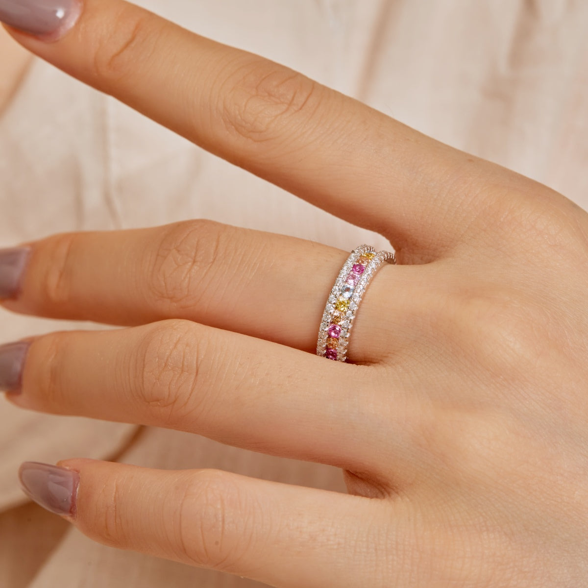 [Aurelle Style]Delicate Colorful Round Cut Daily Ring