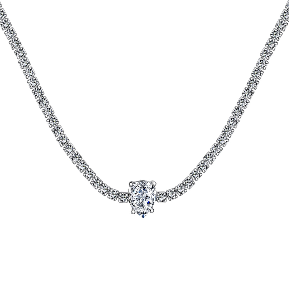 [Aurelle Style]1.0 carat Unique Pear Cut Tennis Necklace