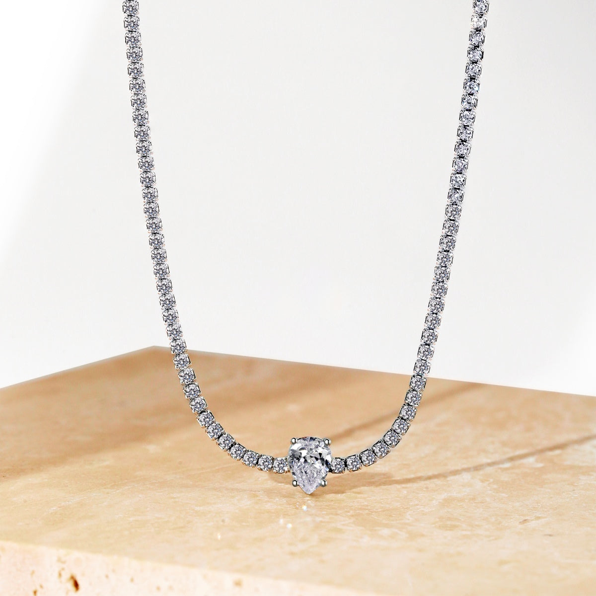 [Aurelle Style]1.0 carat Unique Pear Cut Tennis Necklace